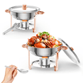 thumbnail image 1 of Garvee Ensemble de 2 Buffets à Réchaud 5 Qt, Ensembles de Serveurs Alimentaires Ronds en Acier Inoxydable avec Réchauds et Réchauds, 1 of 5