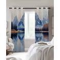 thumbnail image 4 of Navy Blue Mountain Kitchen Curtains Forest Pastoral Modern Art Cafe Short Curtains for Bathroom Blackout Window Curtain Grommet Small Window Treatment Tier Drapes for Bedroom Living Room 52"x45"x2, 4 of 9