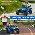 thumbnail image 4 of Funcid 12 Volt Ride on Toys for Toddlers Ride on Cars with Remote Control, Battery Powered Ride on Truck Car w/ Bluetooth Music, LED Lights, Spring Suspension, 3 Speeds, Blue, 4 of 9