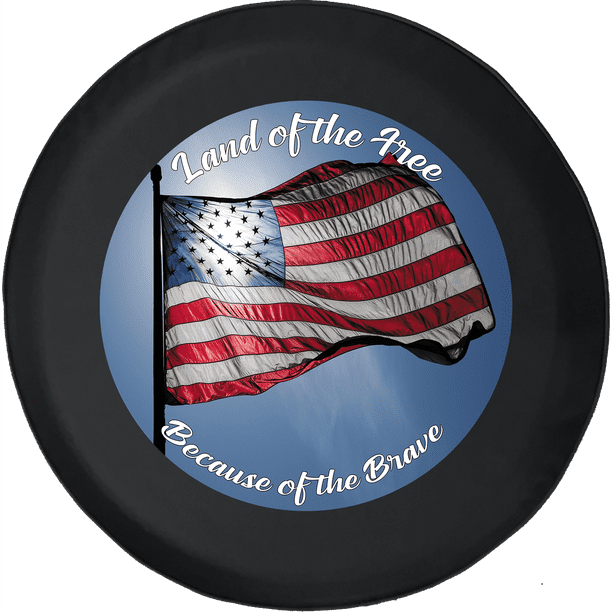 Land of the Free Brave American Flag Waving Spare Tire Cover fits Jeep