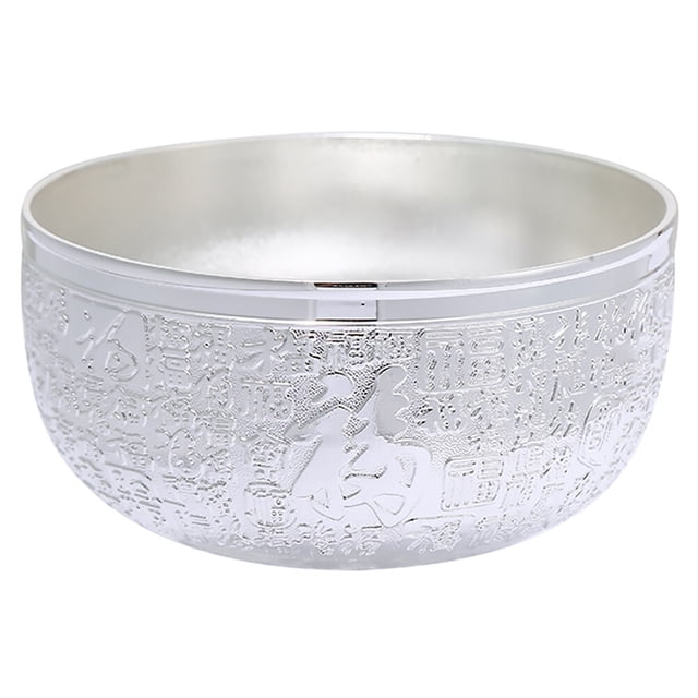 CIMAXIC Party Creative Adornment Party Gift Silver Fortunate Carved Bowl Multi-function Rice Bowl,4.33"X4.33"X2.36"