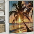 thumbnail image 6 of Orinice Beach Sunset Shower Curtain,Tropical Hawaii Coastal Palm Tree Wave Nature Landscape Black YellowFabric Bathroom Decor Curtain Set Include Hooks, 60x72, 6 of 7