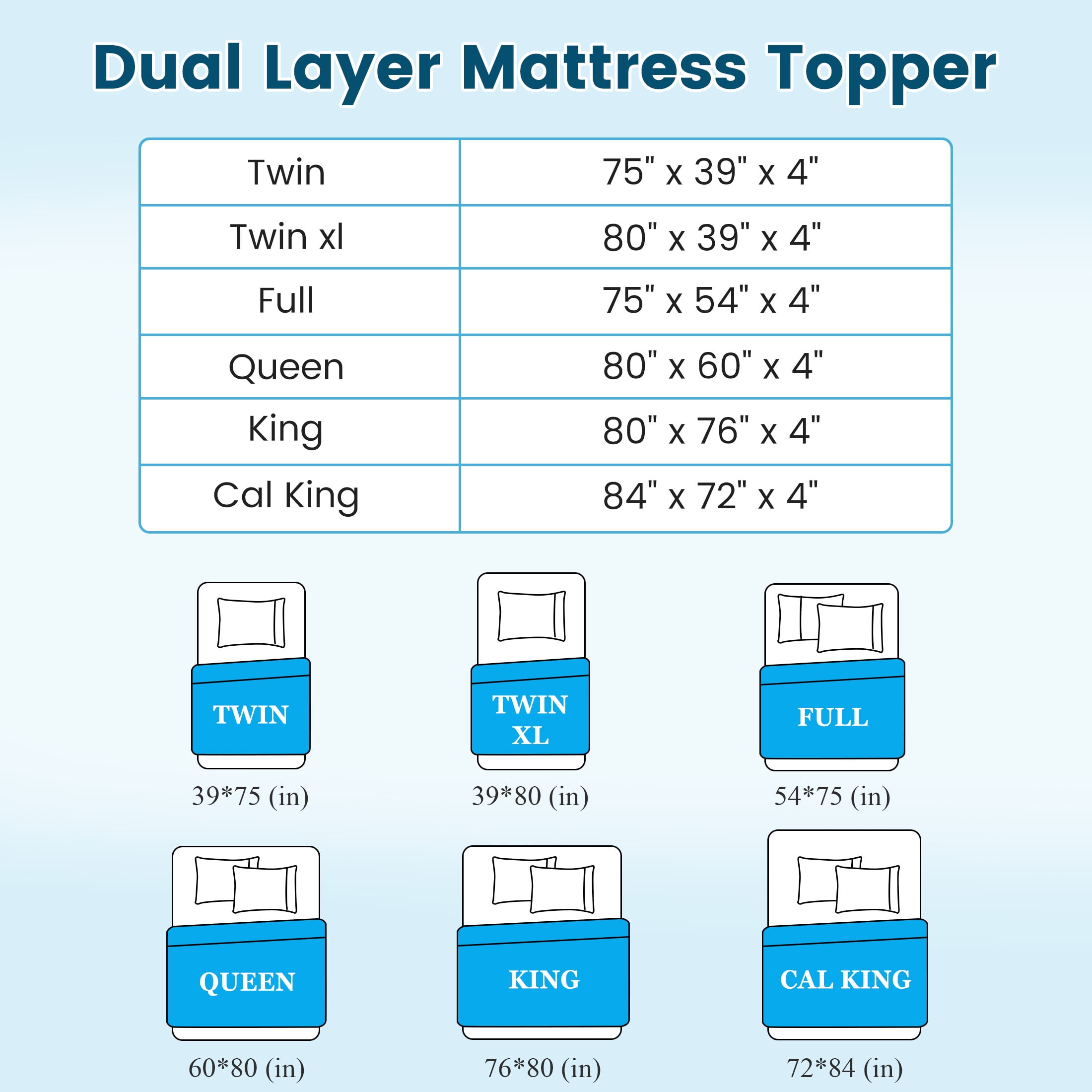 Vccoem Queen Mattress Topper, 4-inch Dual Layer Memory Foam with Cooling Gel & Plush Pillow Top, Anti-Slip Mattress Pad, Deep Pocket, Noiseless Washable