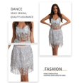 thumbnail image 4 of 2 Piece Skirt Sets for Women Belly Dance Performance Jazz Sleeveless Solid Tassel Top Skirt Suit Womens Summer Outfits Silver L, 4 of 4