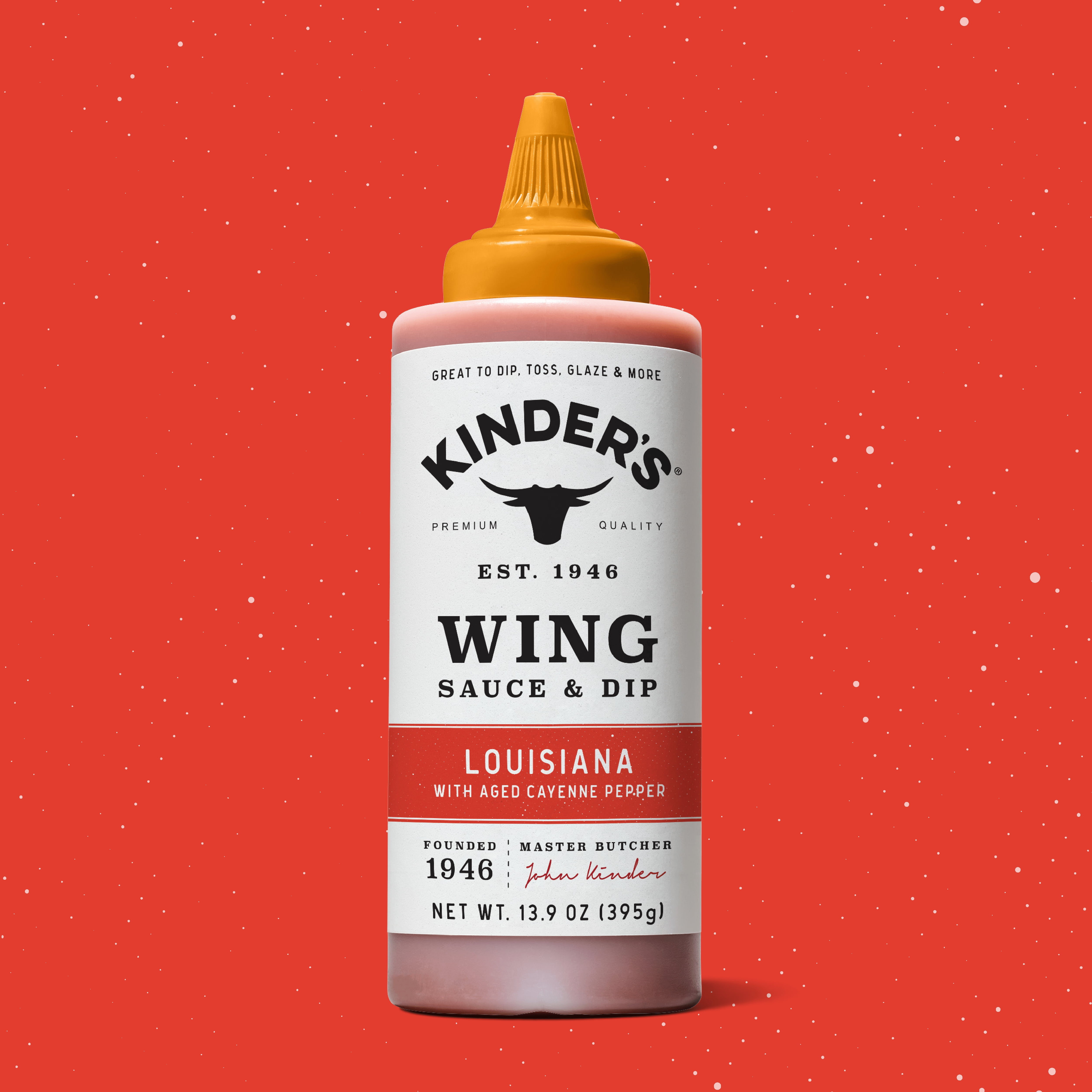 (6 pack) Kinder's Louisiana Heat Wing Sauce and Dipping Sauce, 13.9 oz Bottle