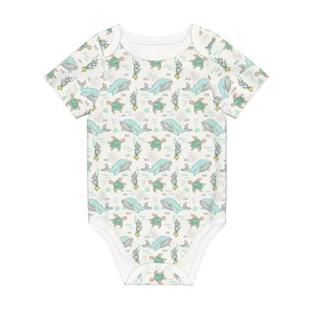 

Coaee Whale And Turtle for Soft Cotton Baby Short-Sleeve Bodysuit Baby Girls Boys Bodysuit Romper