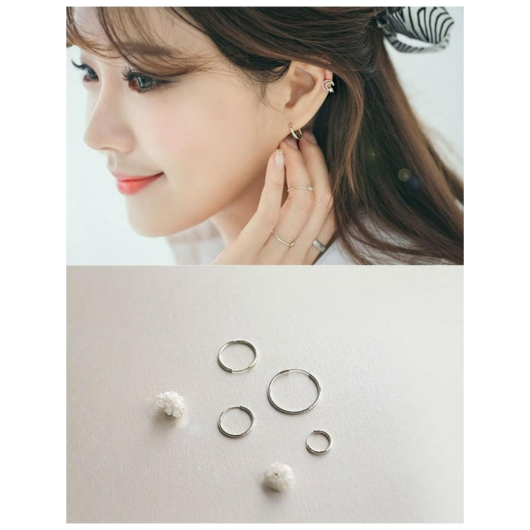 Midewhik Lithium Alloy Round Small Sleeper Hoops Earrings Set 3 Pairs Stud Earrings Hoop 8mm 10mm 12mm Walmart