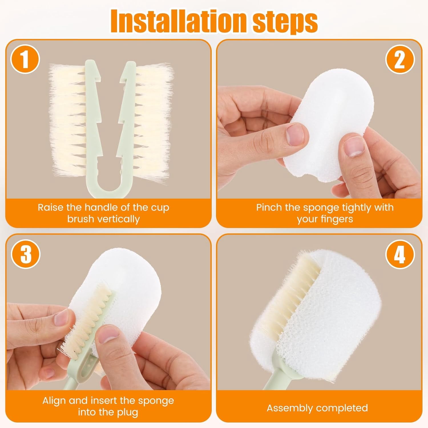 2Pcs 5 in 1 Water Bottle Cleaning Brush Set, Multifunctional Baby Bottle Scrubber Brush Removable Cup Mouth Straw Gap Cleaner Tool for Home Kitchen