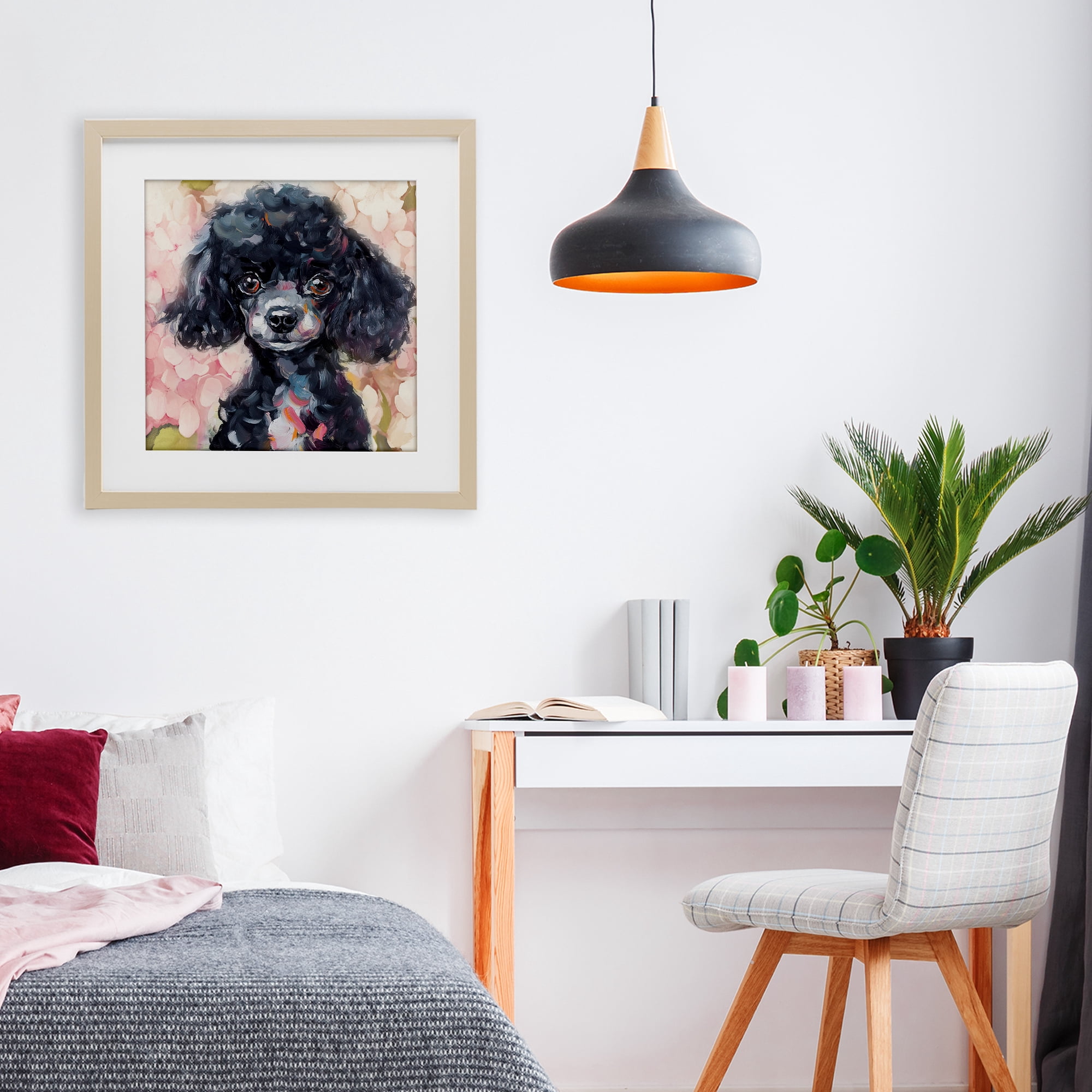 Stupell Industries Little Black Poodle Birch Framed Print Under Glass, design by Tina LeCour