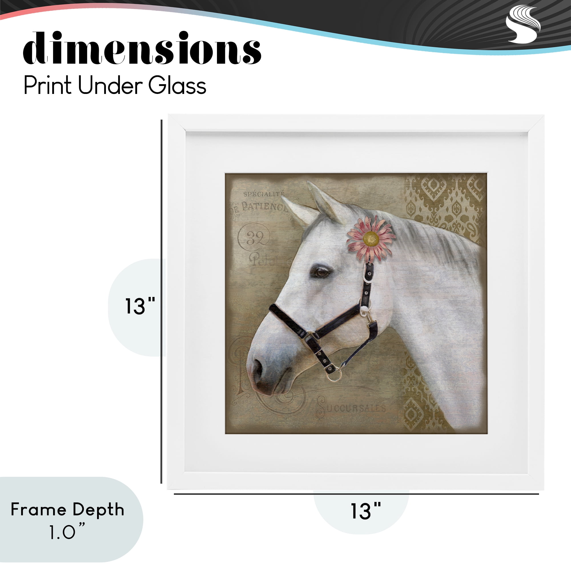 Stupell Industries Boho Barnyard Horse White Framed Print Under Glass, design by Suzanne Nicoll