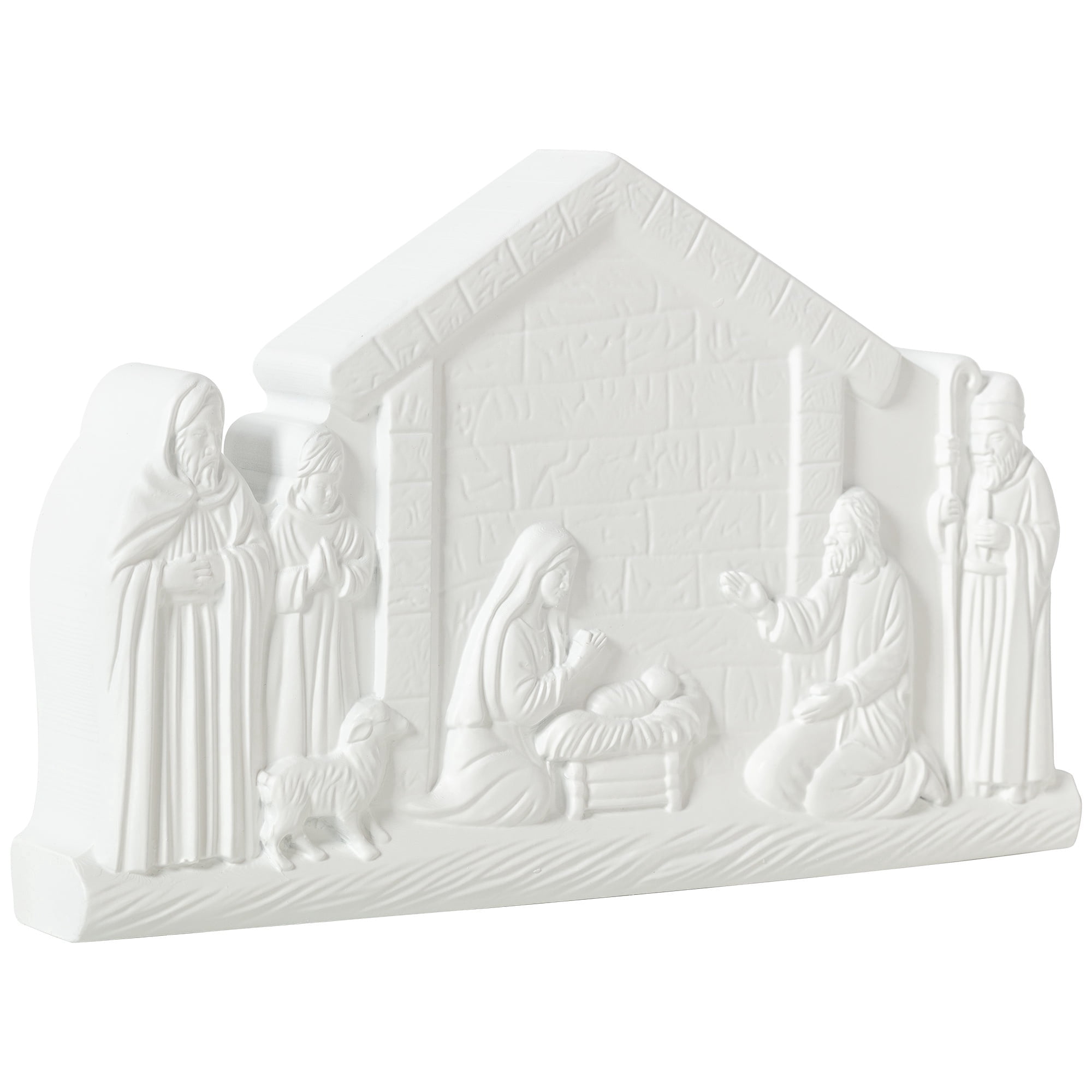 White Nativity Scene Christmas Sculpture Decoration, 7", by Holiday Time
