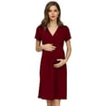 thumbnail image 6 of Gunia Womens Maternity Pregnant Casual Short Sleeves Solid Color Nursed Tanks Dress Belt For Breastfeeding Breathable, 6 of 7