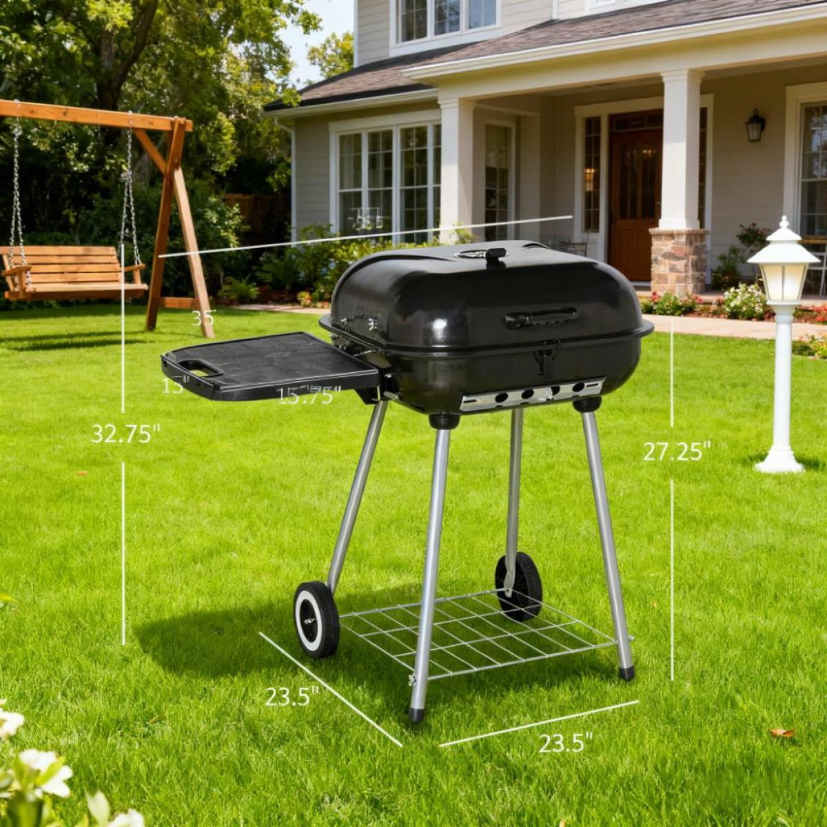 22" Charcoal Outdoor Barbecue Grill  Heavy-Duty Cooking Grill for Backyard BBQ & Outdoor Events
