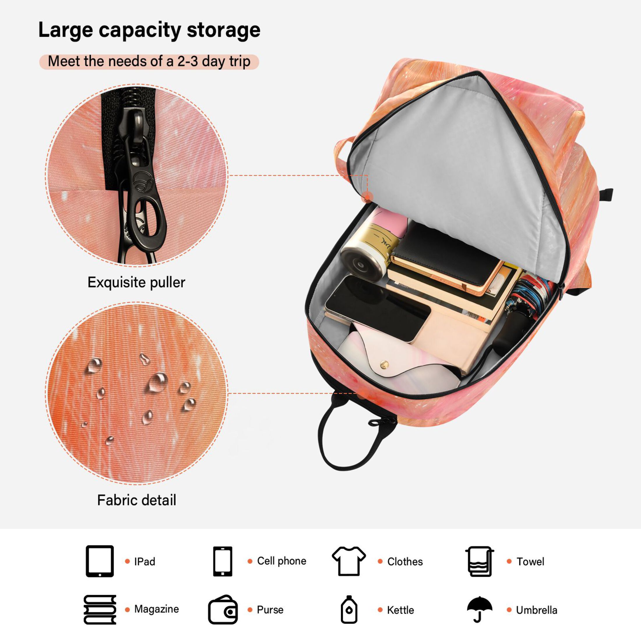2 Racquet Holder Tennis Backpack Tennis Racket Covers Gym Bags Orange Tie-dye Firework