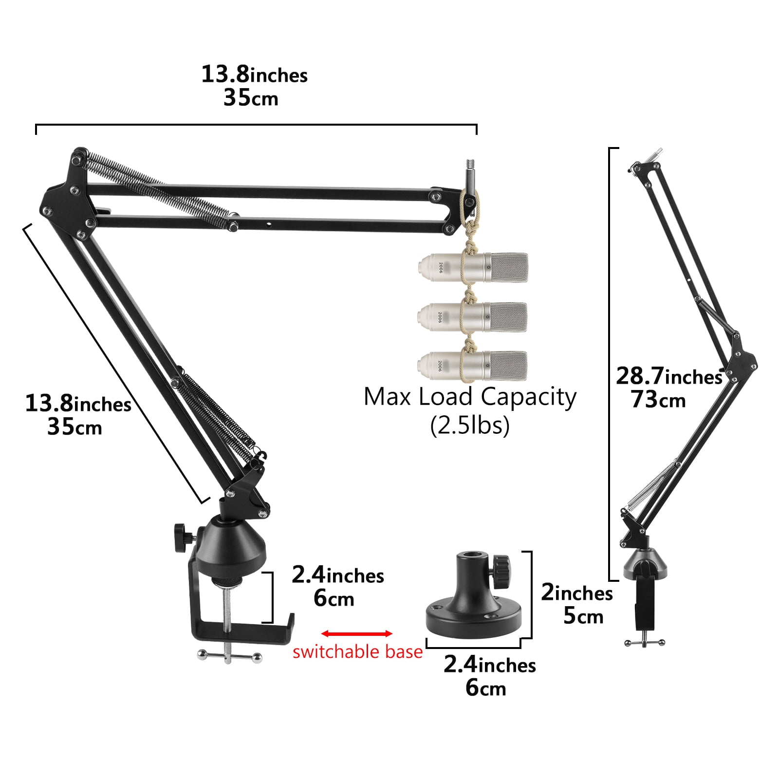 Geekria for Creators Microphone Arm Compatible with MXL 770, 990, 991, BCD-1, Mic Boom Arm with Table Flange Mount Adapter, Suspension Stand, Mic Scissor Arm, Desk Mount Holder