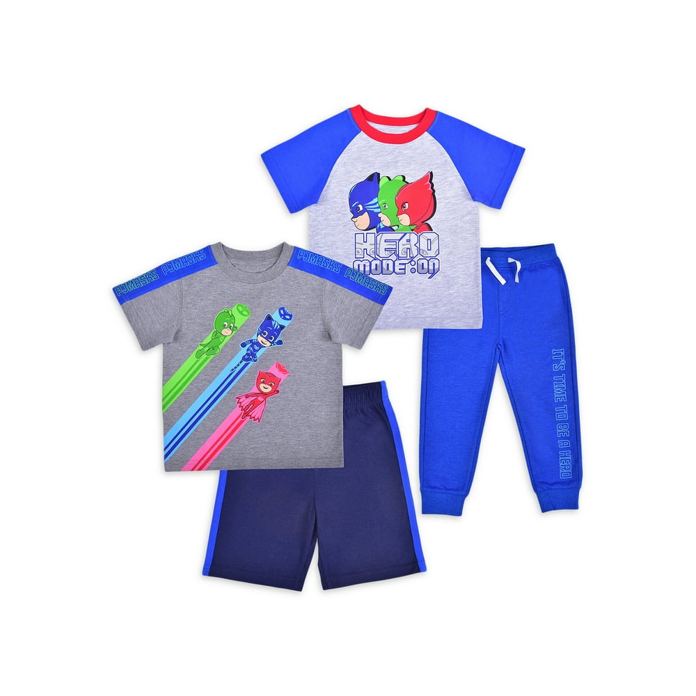 PJ Masks PJ Masks Baby Boy & Toddler Boy TShirts, Shorts, & Jogger Pants Outfit Set, 4Piece