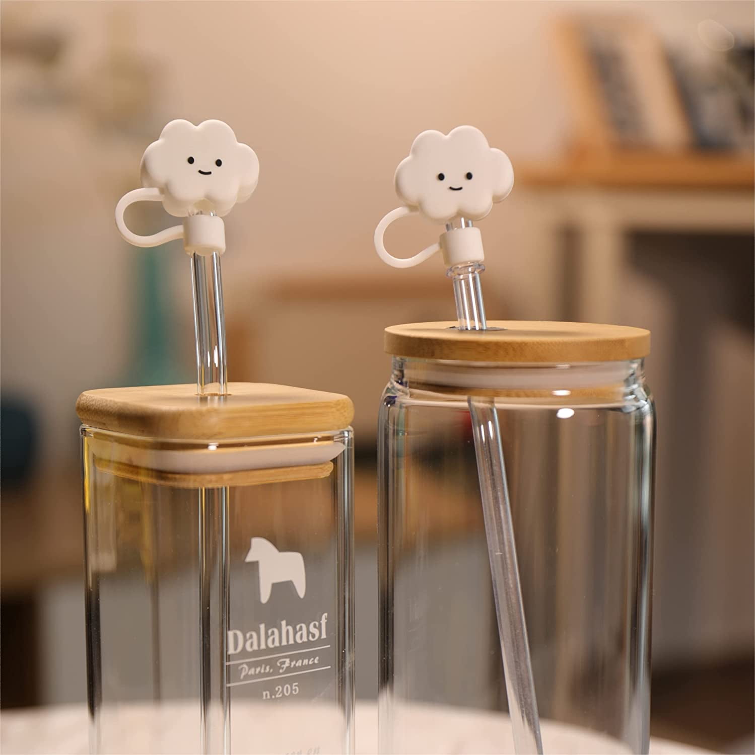 2pcs/set Silicone Straw Cover, Cartoon Cute Cloud Shaped Dust-proof Straw  Cap For Outdoor