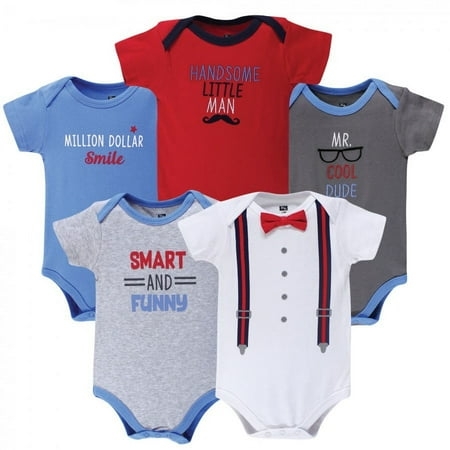 UPC: 0660168535624 | Hudson Baby Infant Boy Cotton Bodysuits 5pk  Mr Cool Dude  0-3 Months