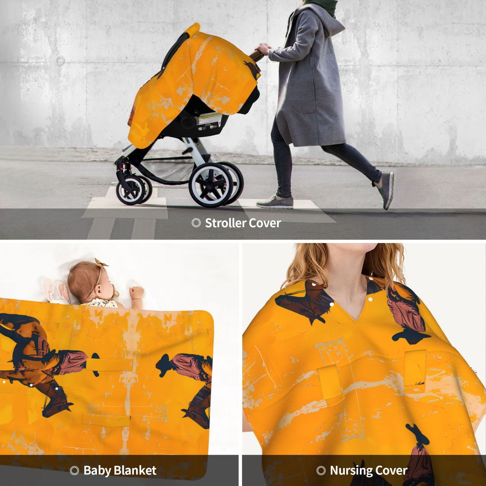 Car Seat Cover Baby - Cliff Western Cowboy Breathable Infant Car Seat Cover for Baby Carseat, Lightweight Comfort Baby Essentials Must Haves Newborn Stuff for Girl Boy