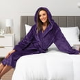 thumbnail image 6 of PAVILIA Purple Women Robe with Hood, Fleece Lightweight Soft Long Hooded Robe for Women, Plush Fuzzy Cozy Warm Bathrobe Shower Spa House, L/XL, 6 of 9