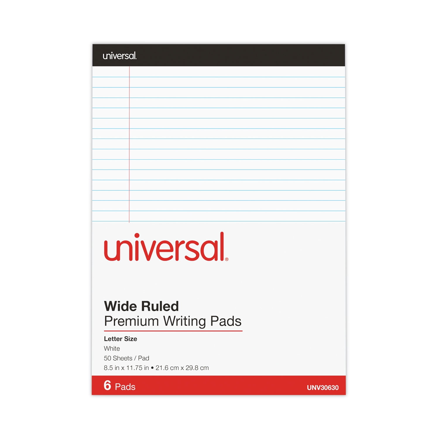 Legal/Wide Pack of 12 Pads Universal 30730 Premium Ruled Writing Pads 8.5 x 11.75 White 50 Sheets 