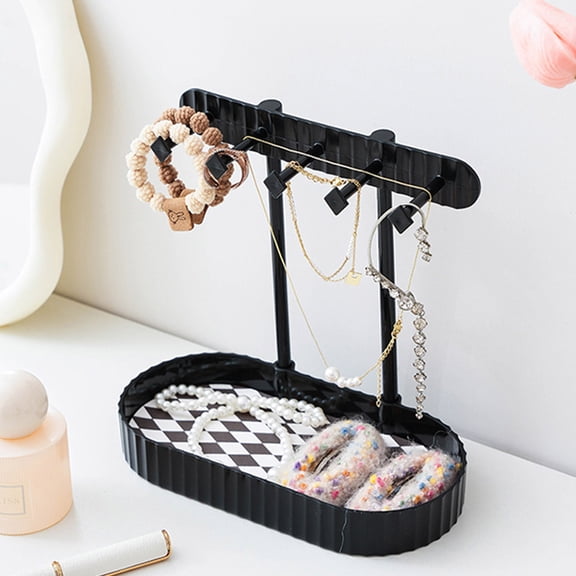 Taicans Jewelry Organizer Stand,Necklaces Holder with Tray,Desktop Jewelry Organizer Stand,Necklace Display Stand Jewelry Storage Hooks for Necklace,Bracelets,Earrings,Ring,Keys,Watches