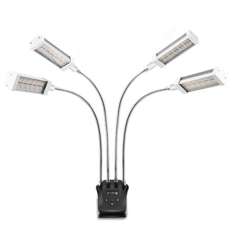 

LOHAS LED 4-Head Grow Lights Full Spectrum 4 Switch Modes 10 Brightness Settings with Timer Plant Growing Lamps for Seedlings Adjustable Gooseneck & Desk Clip On