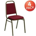 thumbnail image 2 of Flash Furniture 4 Pack HERCULES Series Trapezoidal Back Stacking Banquet Chair in Burgundy Fabric - Gold Vein Frame, 2 of 14