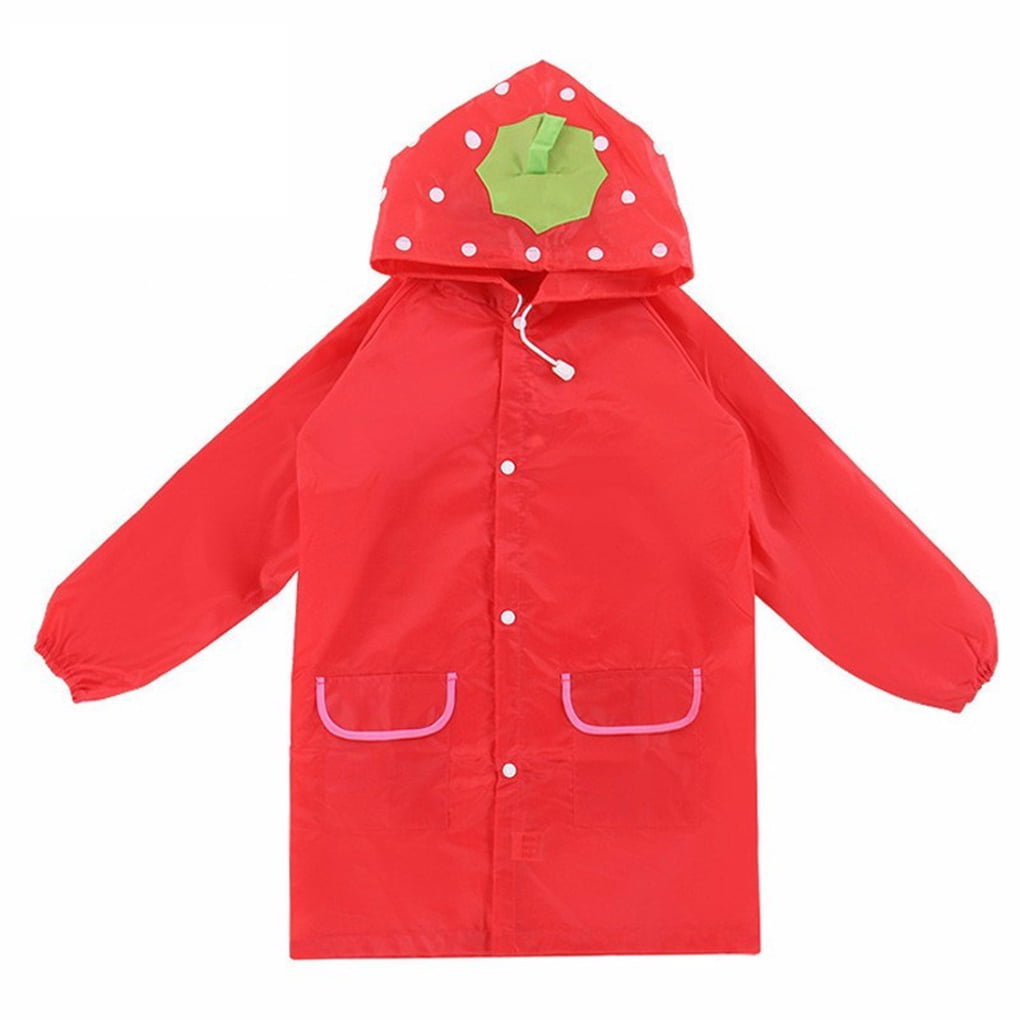 New Kids Raincoat Pure Color Long Sleeve Rain Coat Children Waterproof Rainsuit 