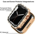 thumbnail image 3 of 2 Pack Bling Case with Tempered Glass Screen Protector for Apple Watch SE 2 Series 6/5/4 SE 44mm, All Round Full Protection Hard PC Cover Bumper for iWatch Accessories, Rosegold+Clear, 3 of 5