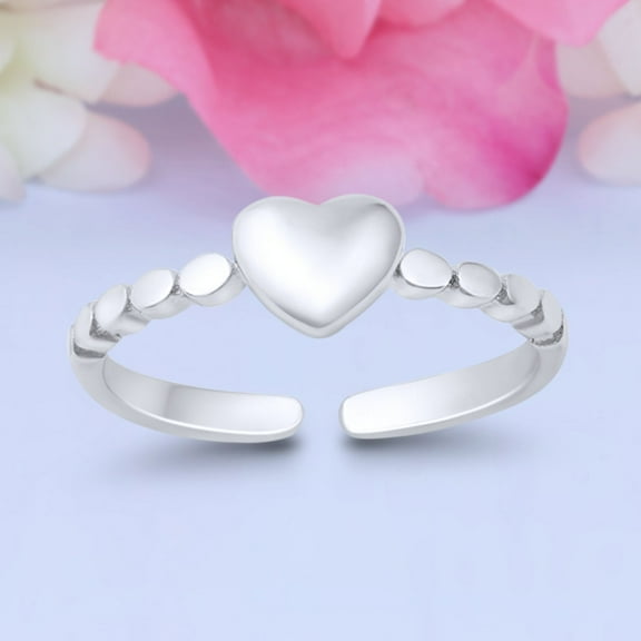5mm - Heart Toe Band Ring 925 Sterling Silver Thin Adjustable Stylish Rings for Women