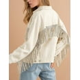 thumbnail image 2 of Veste en Jean à Franges avec Strass pour Femmes - Veste en Jean Décontractée à Manches Longues avec Franges, Cadeau Spécial, 2 of 5