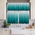 thumbnail image 4 of 3 Piece Kitchen Curtains and Valances Set Teal Ombre Cafe Curtains 24 Inch Length Contemporary Gradient Abstract Art Valance & Tier Curtain for Living Room Bedroom Small Window 54"x18"+27"x24"*2, 4 of 6