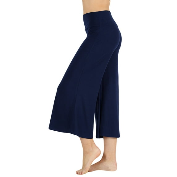 Womens Knit Capri Culottes Gaucho Wide Leg Pants 