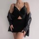 thumbnail image 4 of Vestido de tirantes plisado con cuello en V de Color sólido hueco Sexy a la moda de verano para mujer Pompotops  ghjkhdj19002, 4 of 9