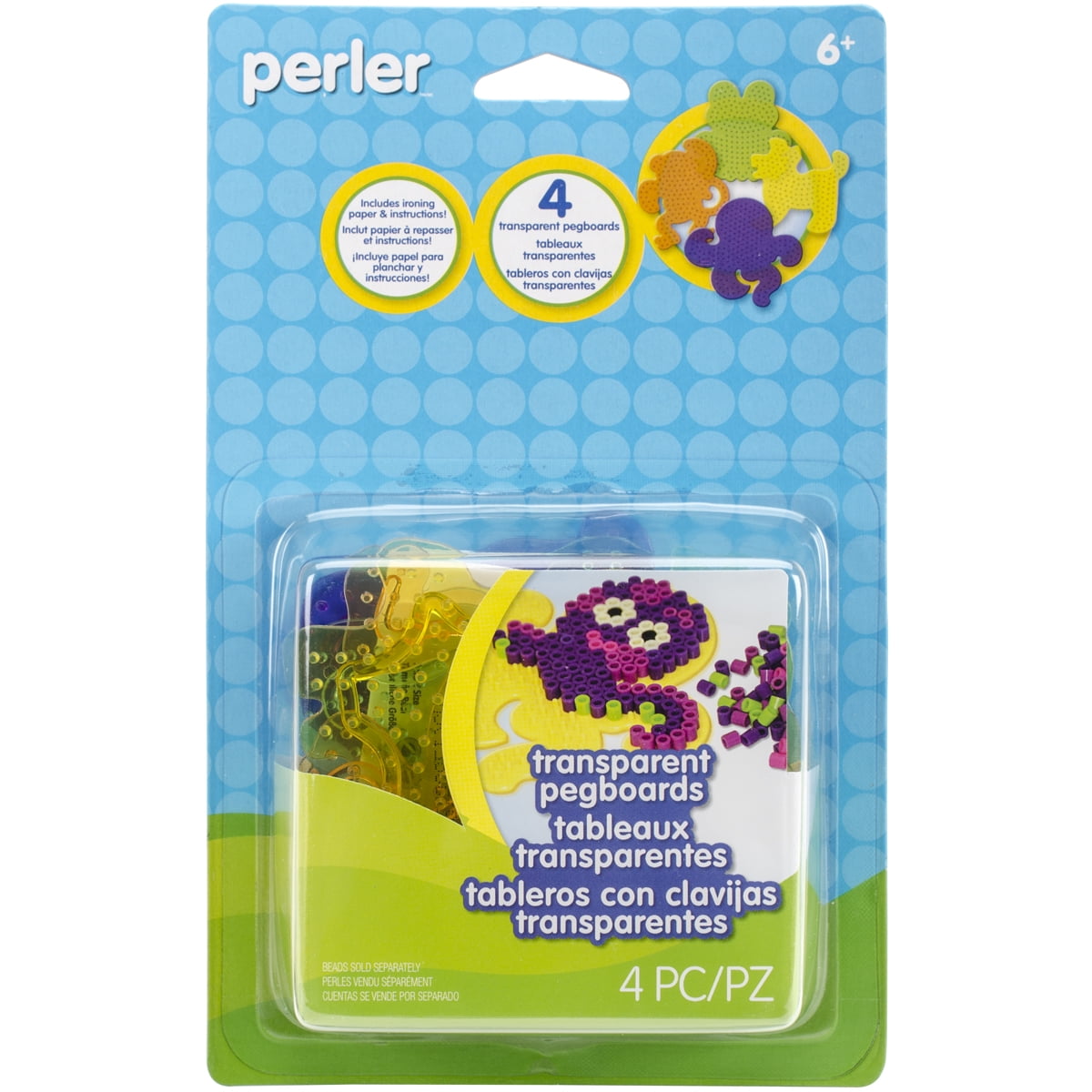 Perler Pegboards 4/PkgAssorted Clear Gem