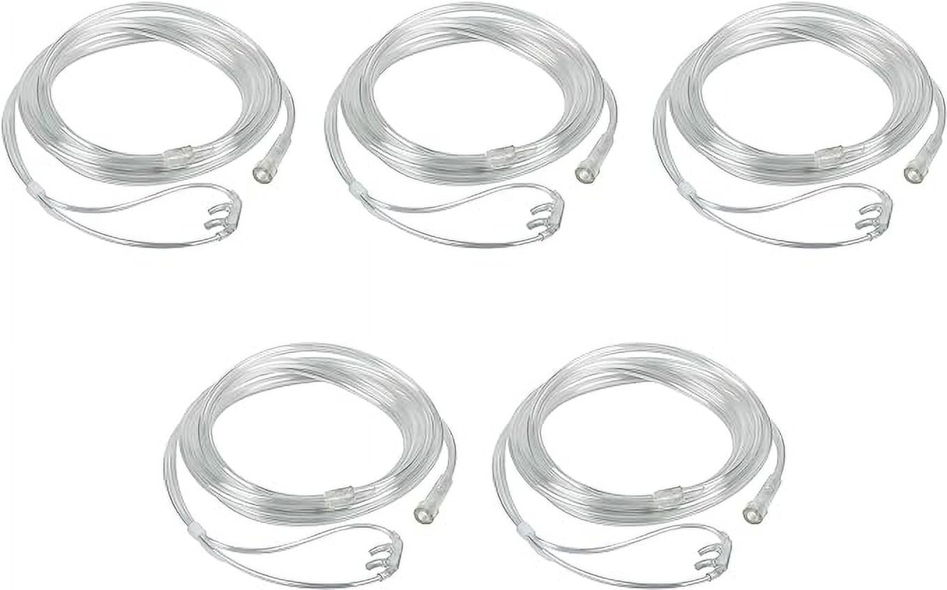 7 Foot Oxygen Nasal Cannula - 5 Pack Soft Fit Cannulas for Oxygen - Standard Kink Resistant Lightweight Oxygen Tubing Cannula