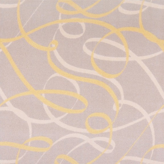 Joy Carpets 1746C-04 Playful Patterns Ribbons Rectangle Childrens Area Rugs 04 Yellow - 5 ft. 4 in. x 7 ft. 8 in.
