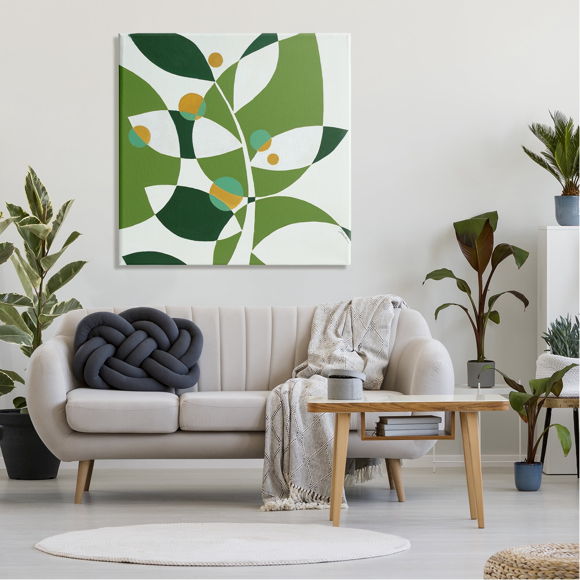 Stupell Industries Modern Green Leaf Abstraction Botanical & Floral Painting Gallery Wrapped Canvas Print Wall Art, 36 x 36