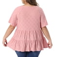 thumbnail image 4 of DARING DIVA Women's Plus Summer V Neck Casual Babydoll Blouse 1X Pink, 4 of 6