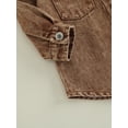 thumbnail image 6 of Franhais Toddler Boys Jean Jacket, Solid Color Turn-Down Collar Long Sleeve Button-Up Denim Jacket, 6 of 7
