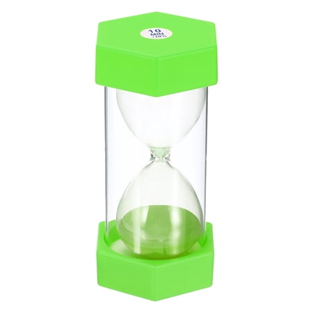 Uxcell 10 Min Sand Timer Hexagon with Plastic Cover Count Down Sand Clock Glass Green