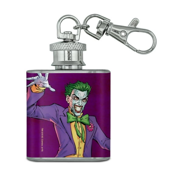 Batman Joker Character Stainless Steel 1oz Mini Flask Key Chain