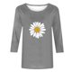 thumbnail image 3 of Camisetas Casuales de las Mujeres de Moda Impresa 3/4 Mangas Blusa Cuello Redondo para el Hogar Y Diario, 3 of 3