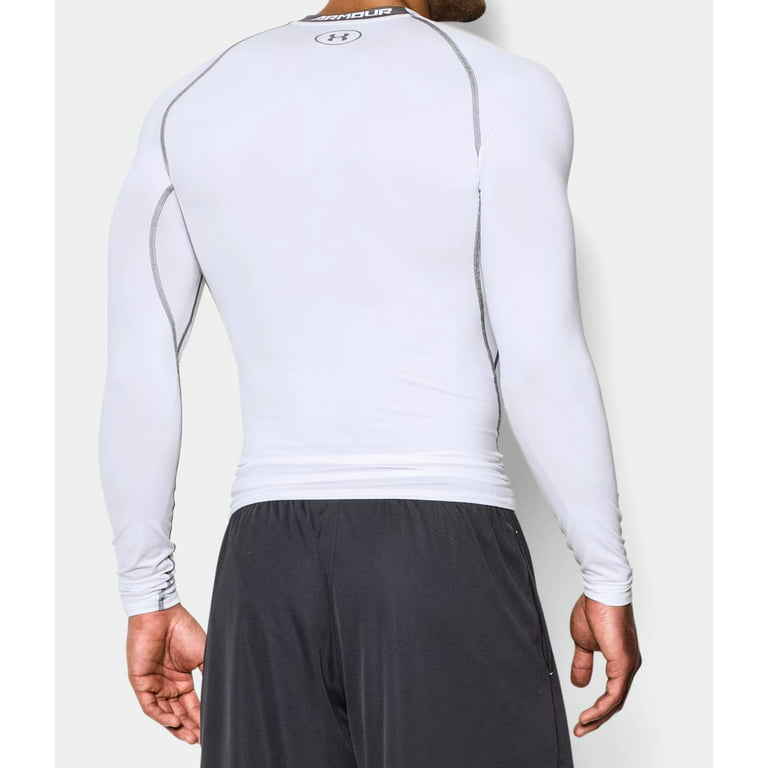 Under Armour Men's HeatGear Armour Compression Long-Sleeve T-Shirt, White  (100)/Graphite, XX-Large 