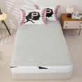 thumbnail image 4 of Homewish Letter P Baseball Player Print Zipper Twin Comforter Sets with Fitted Sheet and 2 Pillowcases,Sports Monogram Zipper Bedding Set For Kids Boys And Girls,Reversible,4-Piece, 4 of 7
