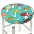 thumbnail image 3 of Fotbe Mushrooms Stool Covers Round,Waterproof Round Bar Stool Covers Bar Chair Covers Washable Stool Cushion Slipcover for 12-14 Inch Chair-14 inch, 3 of 7