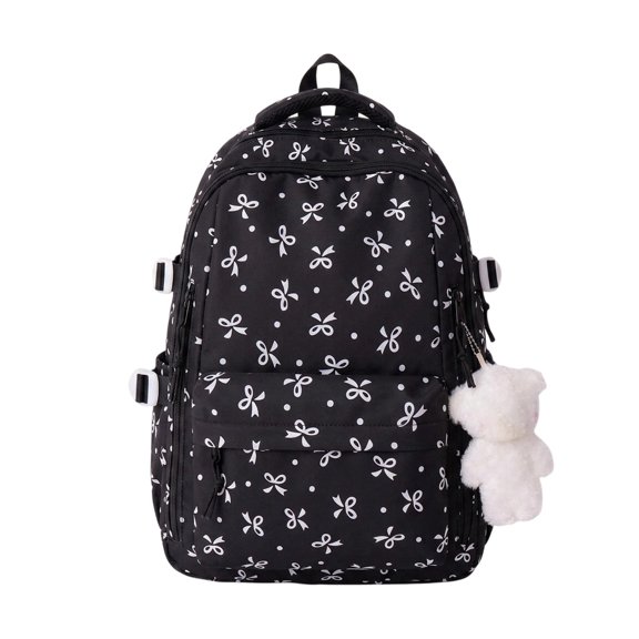 Weebloom Bow School Backpack For Kids Girls Cute Lightweight Large Capacity Elegant Bow Design Large Bookbag Middle High School College Black