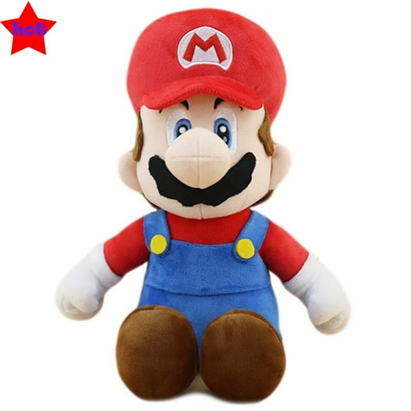 Super Mario Plush Toy Sitting Mario Red Anime Plush Doll Plush Soft Stuffed Animal Plush Figure Doll for Fans Boys and Girls, 11.82 inch