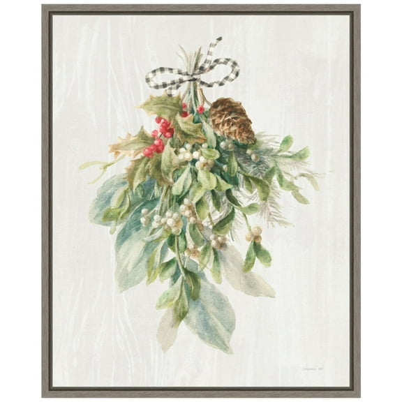 Amanti Art Floursack Holiday XII Plaid Framed Canvas Wall Art Print